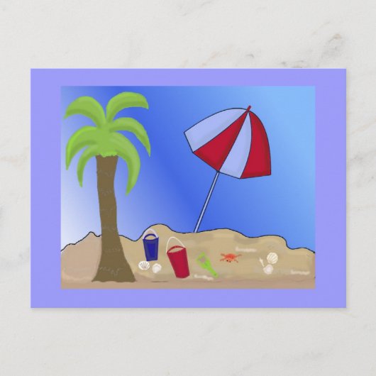 Vakantie strandtafereel briefkaart (Voorkant)