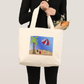 Vakantie strandtafereel grote tote bag (Voorkant (product))