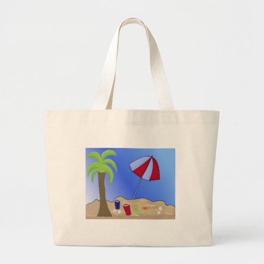 Vakantie strandtafereel grote tote bag (Voorkant)