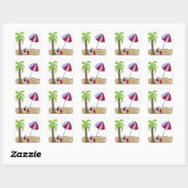 Vakantie strandtafereel vierkante sticker (Vel)