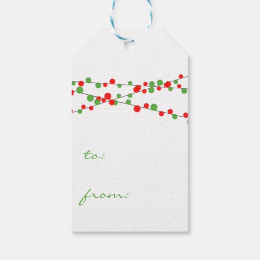 Vakantie String Lights Merry Bright Gift Labels Cadeaulabel (Achterkant)