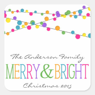 Vakantie String Lights Merry Bright Vakantie Stick Vierkante Sticker
