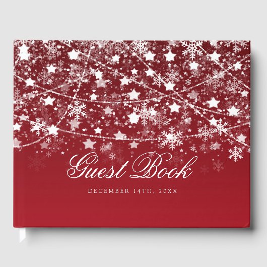 Vakantie String Lights Red Christmas Guest Book Gastenboek (Voorkant)