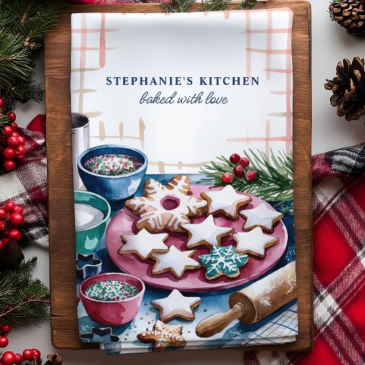Vakantie Suikerkoekjes Gepersonaliseerde Kerst Theedoek