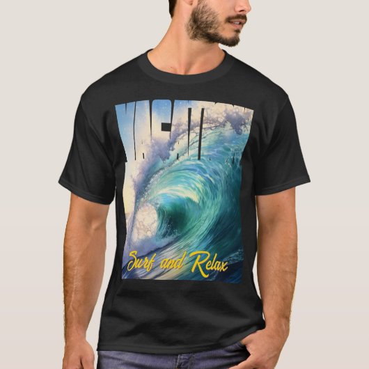 Vakantie Surf en Relax Sunny Blue Turquoise Wave T-shirt (Voorkant)