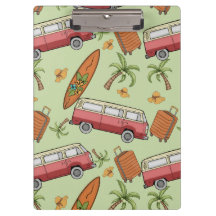 Vakantie, surfplanken en palmbomen klembord