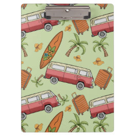 Vakantie, surfplanken en palmbomen klembord