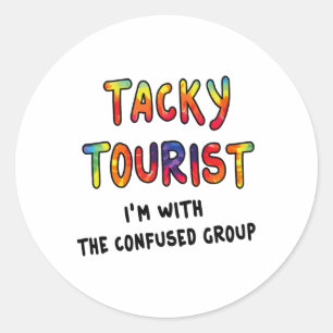 Vakantie Taf Tourist Kostuum Tie Dye Taf Reiziger Ronde Sticker