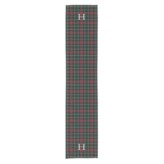 Vakantie Tartan Monogram Table Runner Korte Tafelloper (Voorkant)