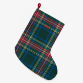 Vakantie Tartan Plaid INITIALEN Feestelijke Classi Grote Kerstsok (Voorkant (Hangend))