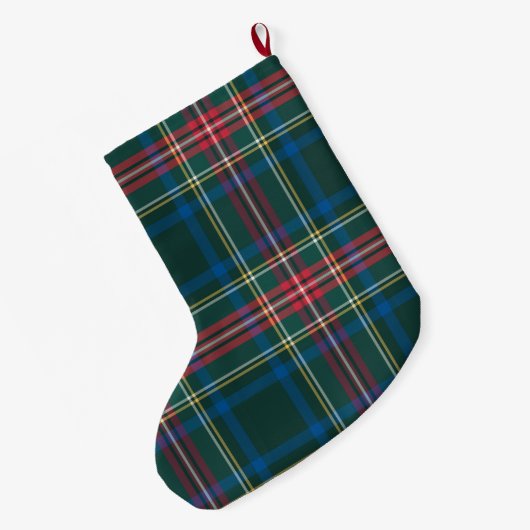 Vakantie Tartan Plaid INITIALEN Feestelijke Classi Grote Kerstsok (Achterkant (Hangend))
