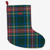Vakantie Tartan Plaid INITIALEN Feestelijke Classi Grote Kerstsok (Voorkant)