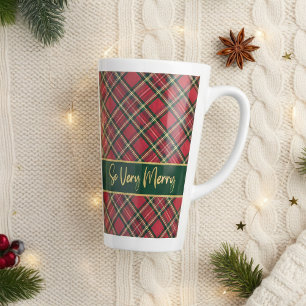 Vakantie Tartan Red Plaid Gold zo erg vrolijk Latte Mok