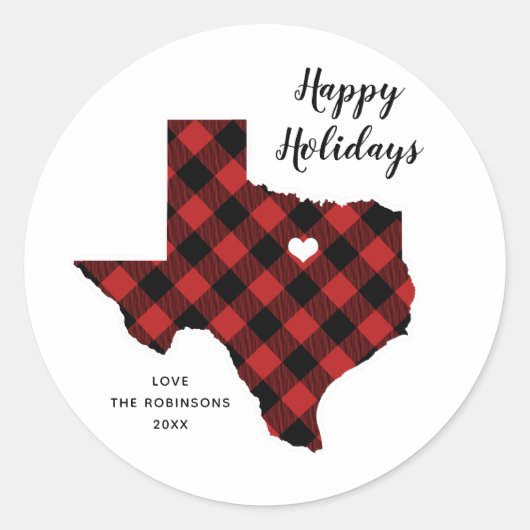 Vakantie Tartan Texas Ronde Sticker (Voorkant)