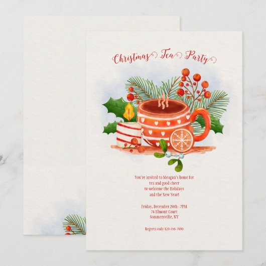 Vakantie Tea Party Kaart (Voorkant / Achterkant)