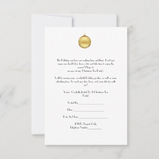 Vakantie Tea Party Uitnodiging (Achterkant)