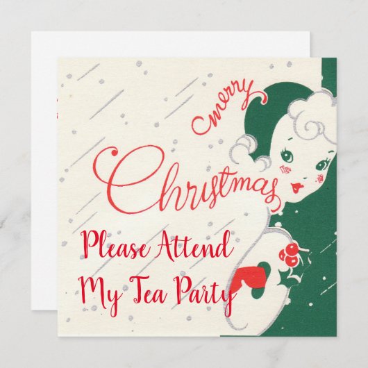 Vakantie Tea Party Uitnodiging (Voorkant / Achterkant)
