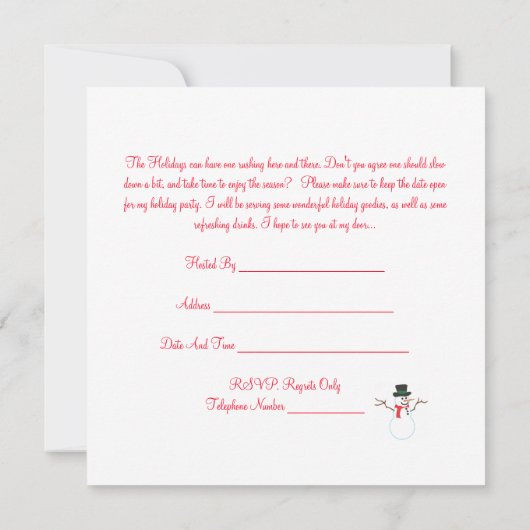 Vakantie Tea Party Uitnodiging (Achterkant)