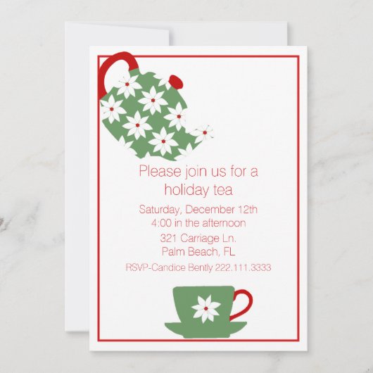 Vakantie Tea Party Uitnodiging (Voorkant)