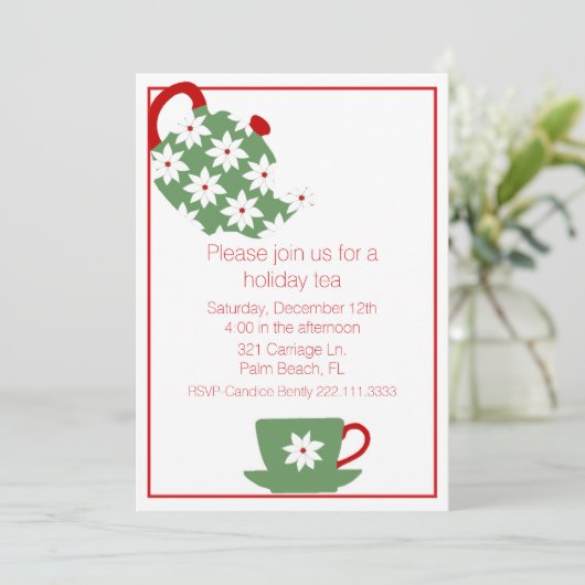 Vakantie Tea Party Uitnodiging (Staand voorkant)