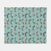 Vakantie teckels met geschenken en sleeën patroon fleece deken (Voorkant (Horizontaal))