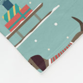 Vakantie teckels met geschenken en sleeën patroon fleece deken (Hoek)