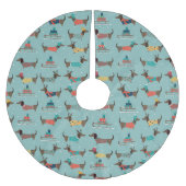 Vakantie teckels met geschenken en sleeën patroon kerstboom rok (Voorkant)