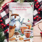 Vakantie thee en kruiden gepersonaliseerde kerst theedoek