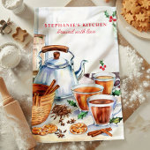 Vakantie thee en kruiden gepersonaliseerde kerst theedoek