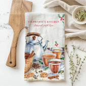 Vakantie thee en kruiden gepersonaliseerde kerst theedoek