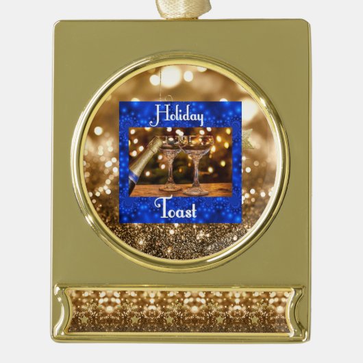 Vakantie Toast Verguld Banner Ornament (Voorkant)