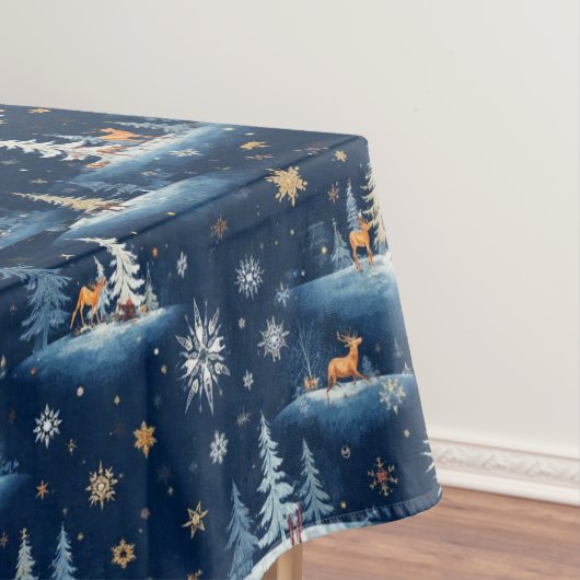Vakantie Toile, Bomen Herten en Sneeuwvlokken Tafelkleed (Voorbeeld)