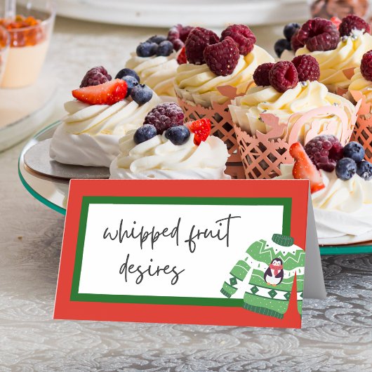 Vakantie trui vouwen voedsel, Drink of plaats kaar Plaatskaartje