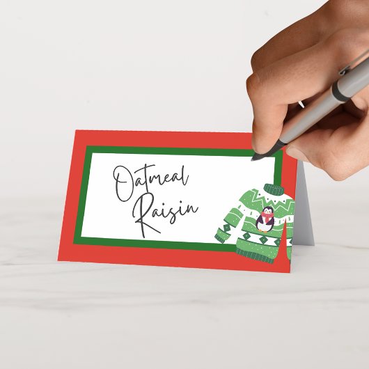 Vakantie trui vouwen voedsel, Drink of plaats kaar Plaatskaartje