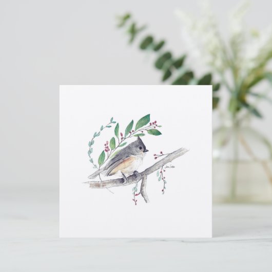 Vakantie Tufted Titmouse Art Bird Kaart (Staand voorkant)