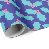 Vakantie Turquoise & Roze Mistletoe Donkerblauw Gi Cadeaupapier (Rol Hoek)