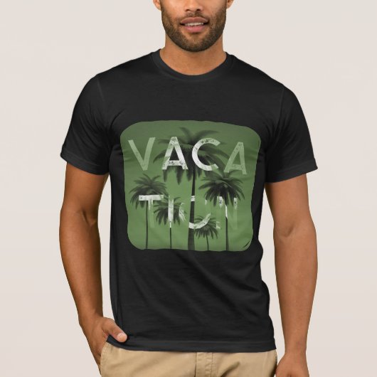 Vakantie Typografie Grafisch Groen Wit T-shirt (Voorkant)