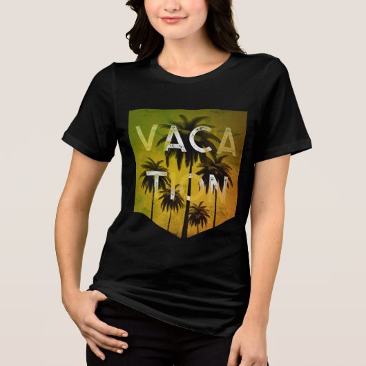 Vakantie Typografie Grafisch Groen Wit T-shirt (Voorkant)