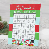 Vakantie uilen 25 dagen van de kerstactiviteit reclamebord met voetstuk