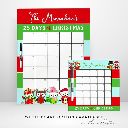 Vakantie uilen 25 dagen van de kerstactiviteit reclamebord met voetstuk