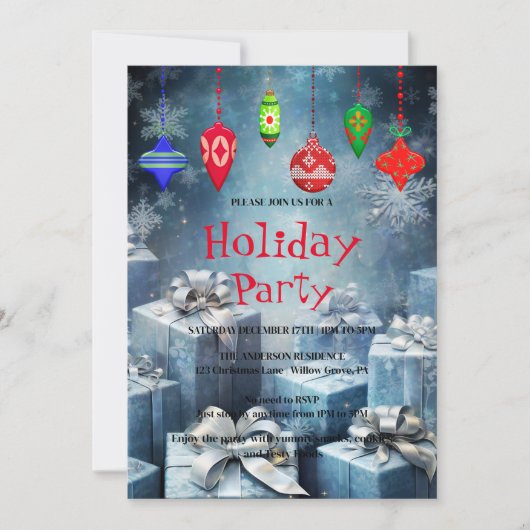 Vakantie uitnodiging met Kerstversiering (Voorkant)