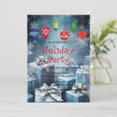 Vakantie uitnodiging met Kerstversiering (Staand voorkant)