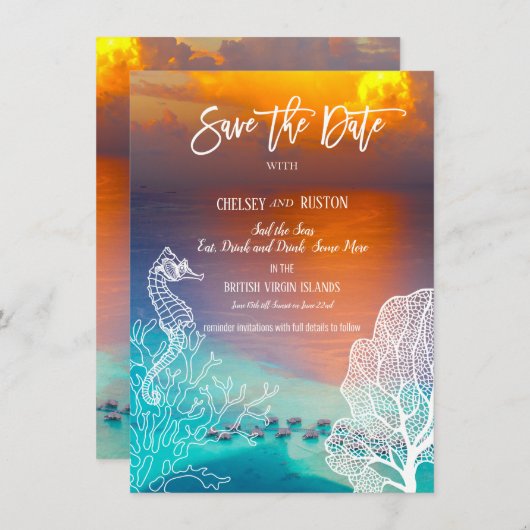 Vakantie Uitnodiging Vaar de Zeeen Maagdeneilanden (Voorkant / Achterkant)