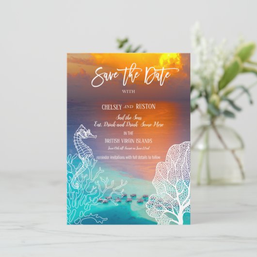 Vakantie Uitnodiging Vaar de Zeeen Maagdeneilanden (Staand voorkant)