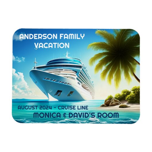 Vakantie van de palmboom cruise Ship Family Vackin Magneet (Horizontaal)
