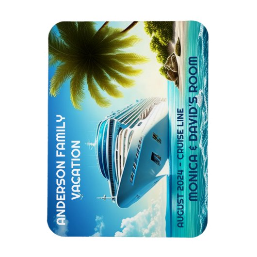 Vakantie van de palmboom cruise Ship Family Vackin Magneet (Verticaal)
