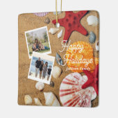 Vakantie van de tropische zeekust langs de kust va keramisch ornament (Links)