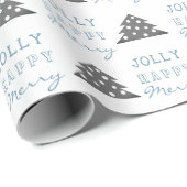 Vakantie van het moderne blauwe grijze kerstboompa cadeaupapier (Rol Hoek)