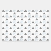 Vakantie van het moderne blauwe grijze kerstboompa inpakpapier vel (Voorkant)