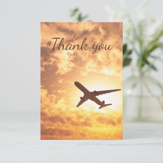 Vakantie van het vliegtuig: Dank u wel Bedankkaart (Staand voorkant)